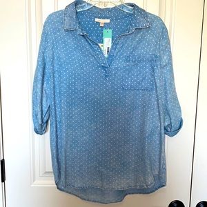 Skies are Blue Tamar Split Neck Chambray Top - New With Tags